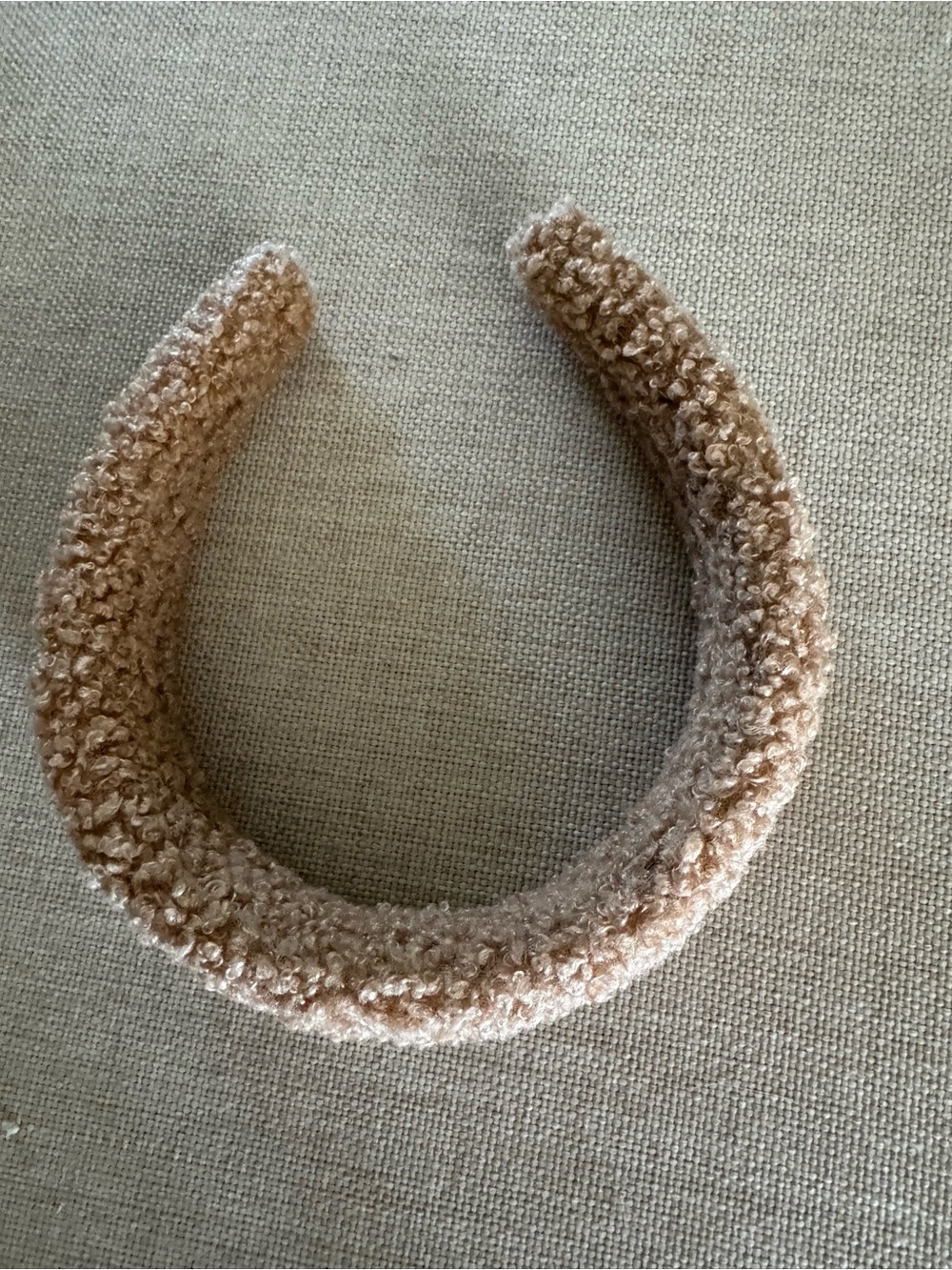 Textured Teddy Fuzzy Padded Headband - Beige